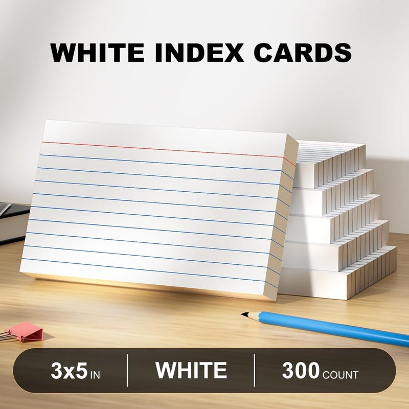 AIFLYAN 300 Count White Index Cards 3x5 Notecards Bulk Lined Flash Cards for Studying 3 x 5 Index Cards Ruled Notecards Bulk Pack of Note Cards for School Ruled Lined Index Card Flashcards 3x5 Cue Cards - Image 2